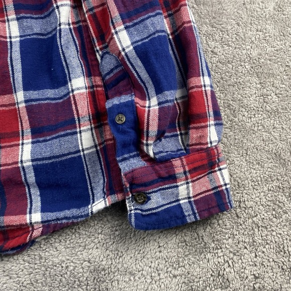 Faded Glory Flannel Mens Size Small Red Blue Plaid Flannel Button Up Shirt A2731 - Picture 11 of 15